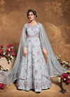 Gray Colour Fancy Designer Latest Stylish Festive And Party Wear Butter Fly Net With Heavy Work Gown Collection 5103